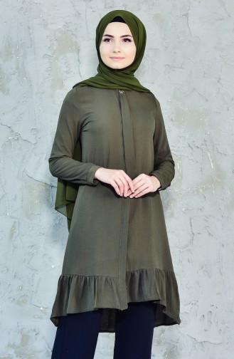 Hidden Buttoned Pleated Tunic 2002-01 Khaki 2002-01