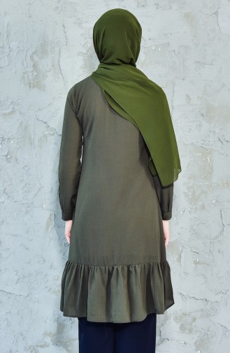 Gerafte Tunika mit versteckten Knöpfen 2002-01 Khaki 2002-01