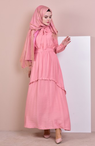 BURUN Tie Collar Dress 81629-03 Pink 81629-03