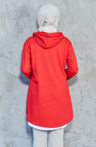 Hooded Asymmetric Sweatshirt 8006-04 Red 8006-04