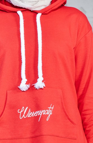 Hooded Asymmetric Sweatshirt 8006-04 Red 8006-04