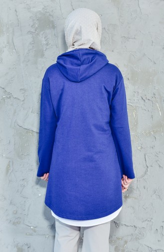 Hooded Asymmetric Sweatshirt 8006-05 Indigo 8006-05