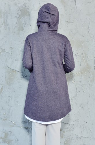 Pocket detailed Asymmetric Sweatshirt 8007-01 Gray 8007-01