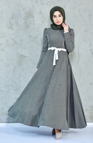 Khaki Hijab Kleider 7204-01
