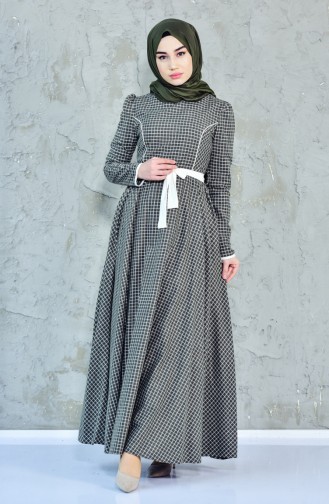 Khaki Hijab Kleider 7204-01