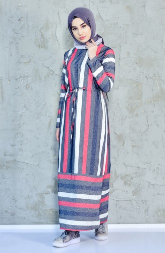 توبانور فستان بتصميم مزموم عند الخصر 3033-01 لون احمر 3033-01