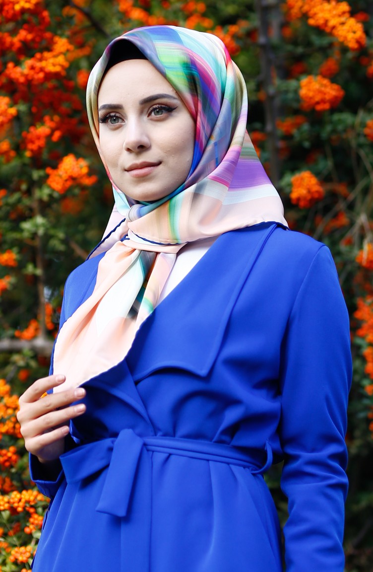 navy blue dress with scarf