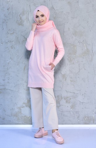 Polo neck Knitwear Sweater 9003-05 Pink 9003-05