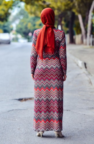 Brick Red Hijab Dress 2993-01