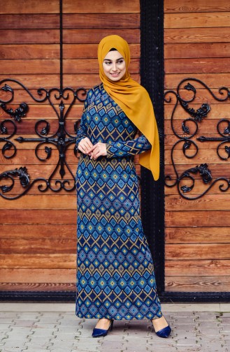 Petroleum Hijab Kleider 2994-02