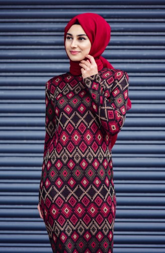 Weinrot Hijab Kleider 2994-03