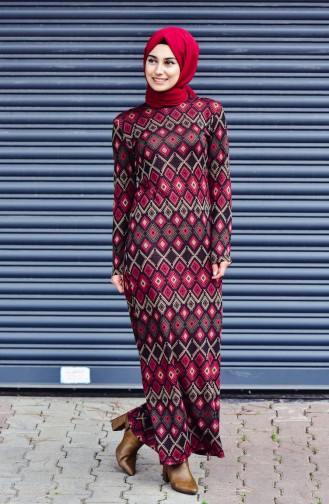 Claret Red Hijab Dress 2994-03