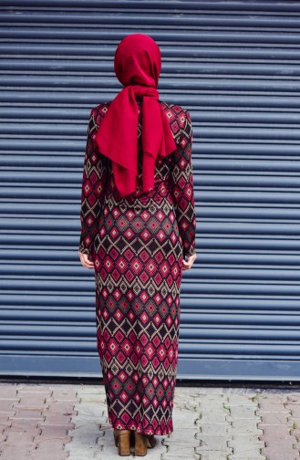 Claret Red Hijab Dress 2994-03