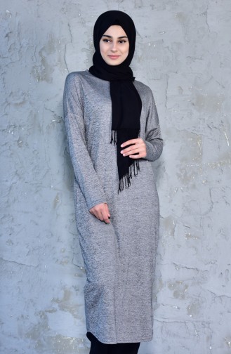 Yarasa Kol Uzun Tunik 7250-01 Gri