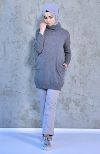 Polo neck Knitwear Sweater  9003-01 Gray 9003-01