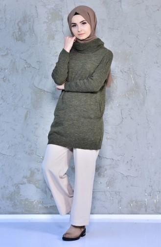 Polo neck Knitwear Sweater 9003-04 Khaki 9003-04
