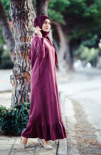 Claret Red Hijab Dress 4501A-01
