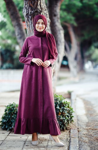 Claret Red Hijab Dress 4501A-01