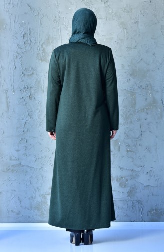 Abaya a Fermeture Grande Taille 0351-01 Vert 0351-01