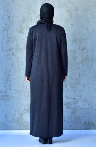 Abaya a Fermeture Grande Taille 0351-03 Noir 0351-03