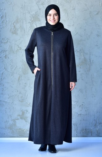 Abaya a Fermeture Grande Taille 0351-03 Noir 0351-03