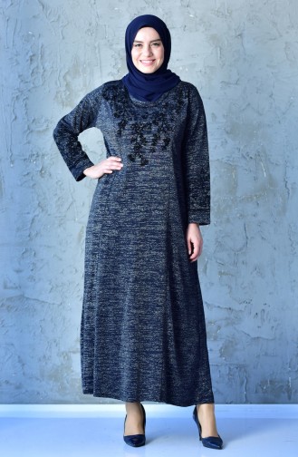 Plus Size Embroideried Dress 4828-03 Navy 4828-03