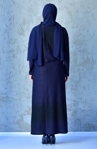 Navy Blue Hijab Dress 4888C-04