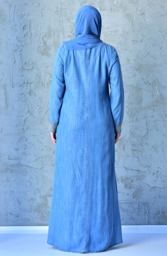 Plus Size Embroidered Denim Dress 1792-01 Blue 1792-01