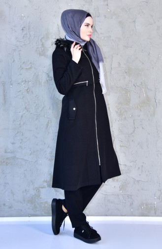 معطف طويل أسود 71187-01