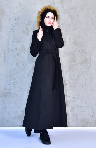 Kaşe Kürklü Kaban 1842A-01 Siyah