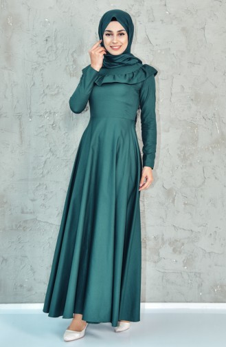 Emerald Green Hijab Dress 7203-01