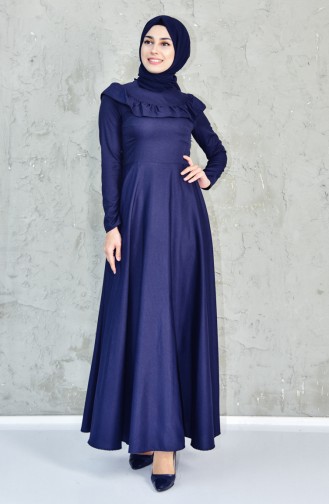 Dunkelblau Hijab Kleider 7203-03