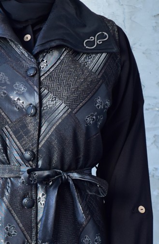 Large Size Leather Detailed Vest 4762A-01 Black 4762A-01