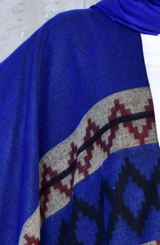 Poncho a Motifs 901395-27 Bleu Roi Beige 901395-27