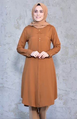 Pleated Detailed Buttoned Tunic 1072-21 Taba 1072-21