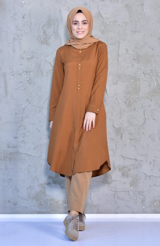 Pleated Detailed Buttoned Tunic 1072-21 Taba 1072-21