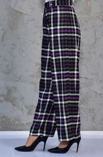 Plaid Pants 7214-01 Purple Black 7214-01