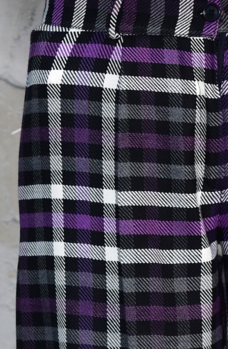 Plaid Pants 7214-01 Purple Black 7214-01