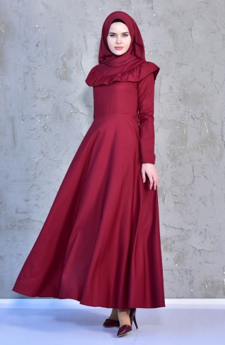 Robe Détail Froufrous 7203-02 Bordeaux 7203-02