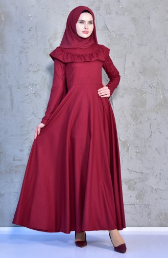 Robe Détail Froufrous 7203-02 Bordeaux 7203-02