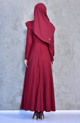 Weinrot Hijab Kleider 7203-02