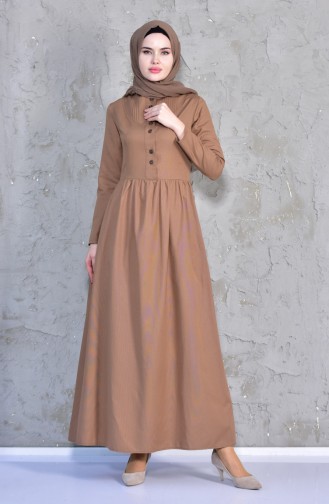 Robe Côtelée Sur le Devant 7273-18 Camel 7273-18