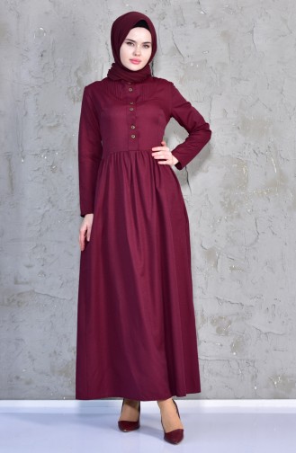 Robe Côtelée Sur le Devant 7273-14 Plum 7273-14