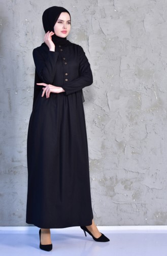 Robe Côtelée Sur le Devant 7273-12 Noir 7273-12