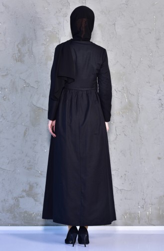 Robe Côtelée Sur le Devant 7273-12 Noir 7273-12