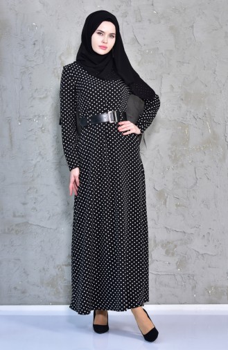 Schwarz Hijab Kleider 3611-01