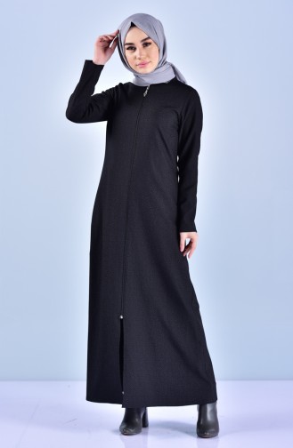 Abaya a Fermeture 3040-01 Noir 3040-01