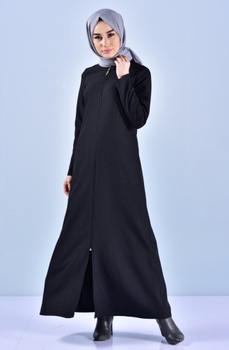 Zippered Abaya 3040-01 Black 3040-01