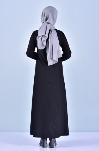 Abaya a Fermeture 3040-01 Noir 3040-01