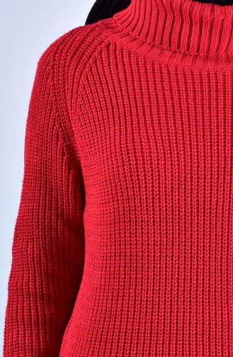 Pull Tricot Col Roulé 2103-02 Rouge 2103-02